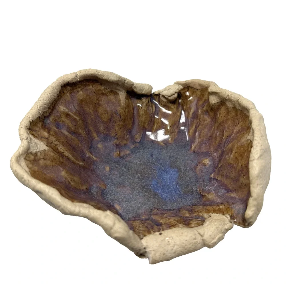Wabi Sabi Handmade Pottery Ashtray Catchall Pedestal Bowl Organic Studio Ceramic